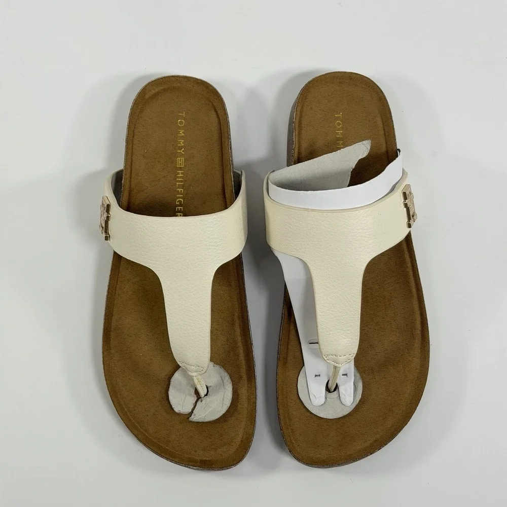 Tommy Hilfiger Size-7.5M Womens White Tobeach Thong Sandals